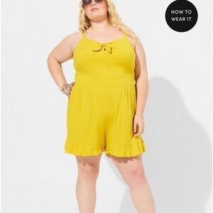 TORRID yellow Challis Tie-Front Romper
